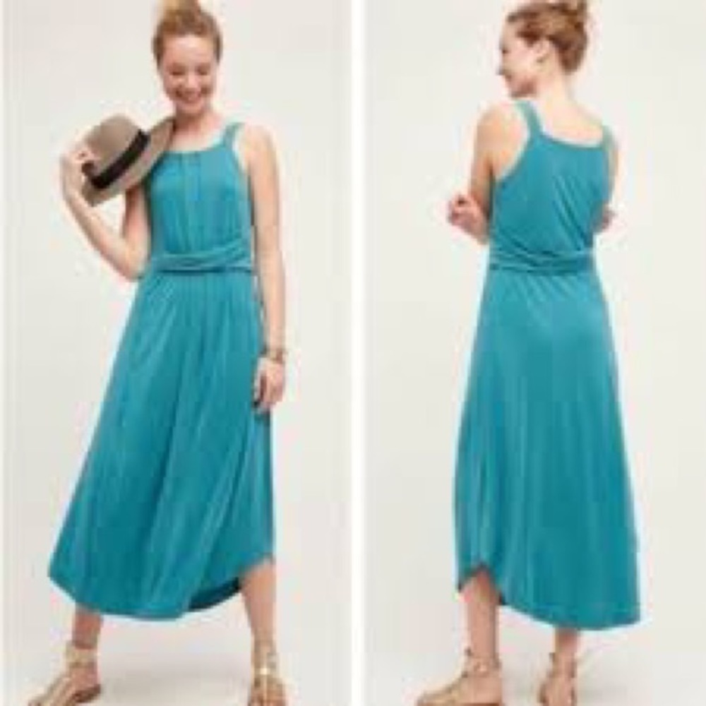 Anthropologie (Maeve) teal maxi dress SZ Small